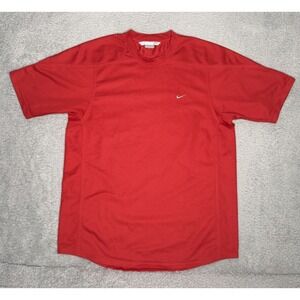 Vintage Y2K Nike Soccer Plain Shirt‎ Mens Large Red Athleisure Performance